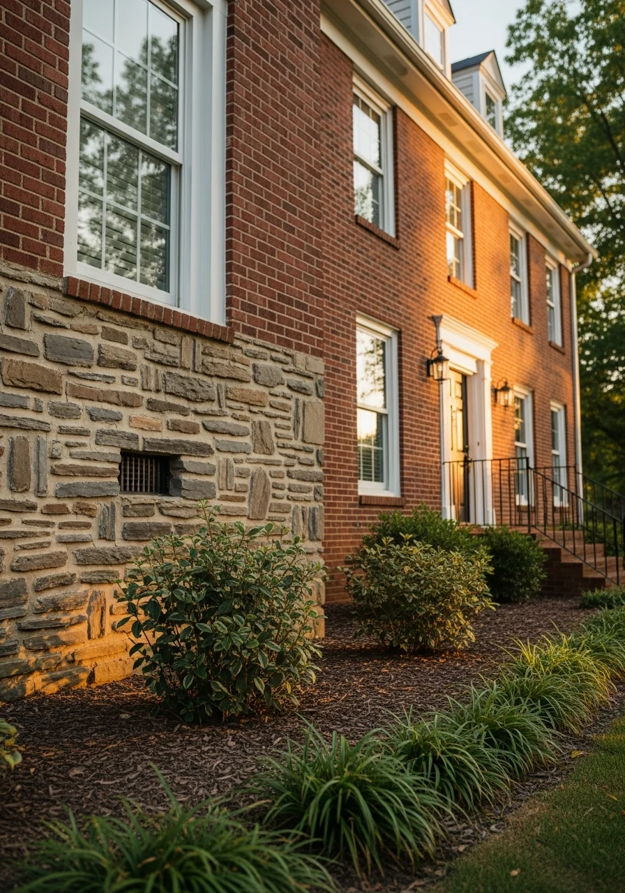 Close-up of a Kings Mountain home's exterior with traditional styling and natural landscape surroundings.